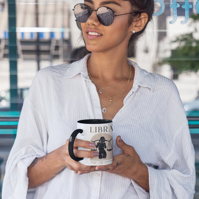 Libra Feminine Zodiac Design Brown Black 15 OZ Tasse (Von Creator hochgeladen)