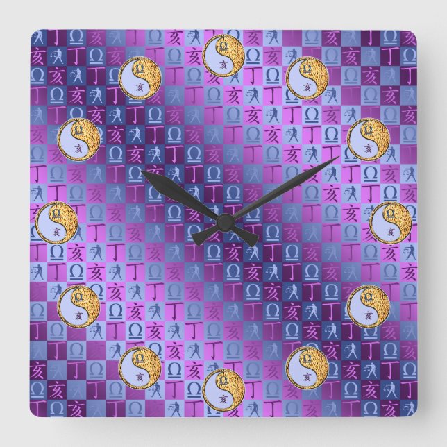 Libra & Fire Boar Quadratische Wanduhr (Vorderseite)