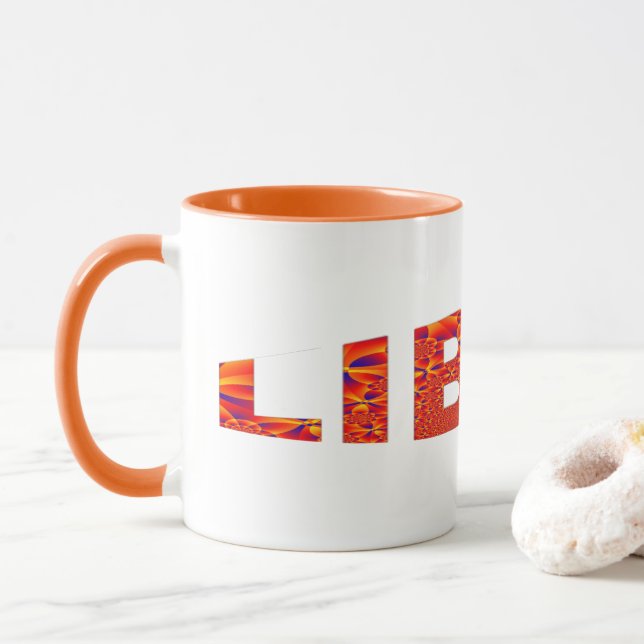 Libra - Firey Orange Yellow Blue Tasse (Mit Donut)