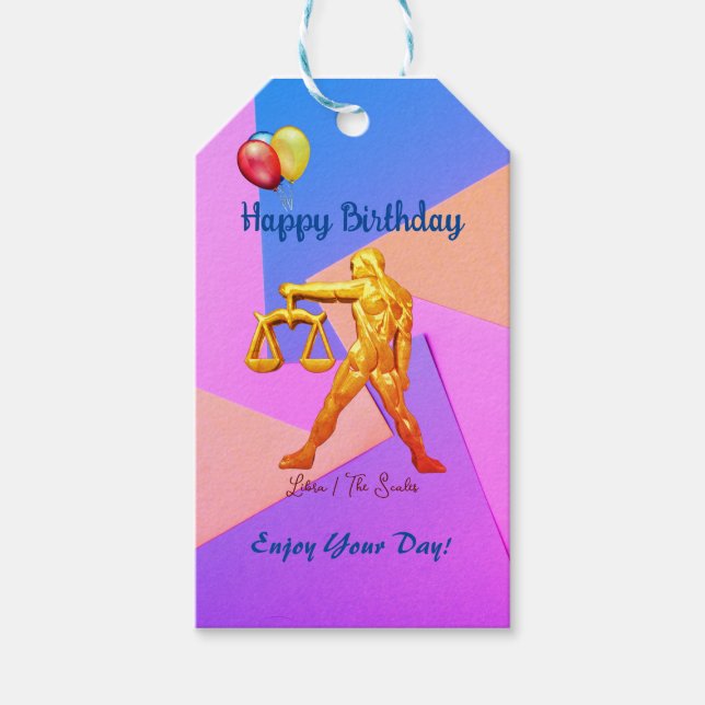 Libra Geburtstag, 23. September - 22. Oktober Geschenkanhänger (Vorderseite)