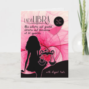Libra Geburtstag für Ihr Rosa 24. und 23. Oktober Karte