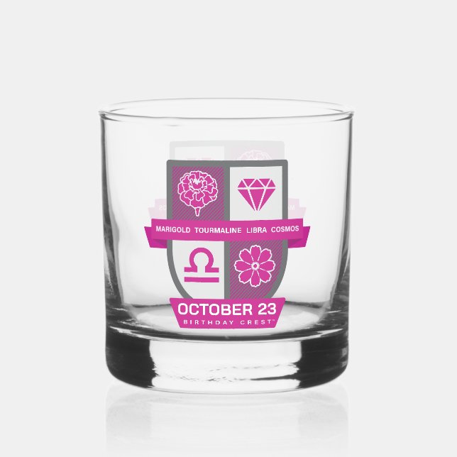 Libra Geburtstags-Emblem™ für 1.-23. Oktober Whiskyglas (Vorderseite)