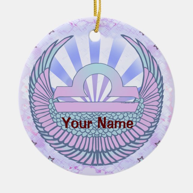 Libra Geburtstagsschmuck Keramik Ornament (Vorne)