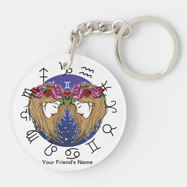 Libra -Gemin ZodiacAcrylic Keychain Schlüsselanhänger (Rückseite)