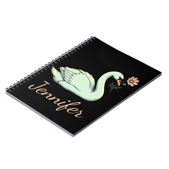 Libra Geschenk: Swan-Symbol-Notebook Notizblock (Linke Seite)