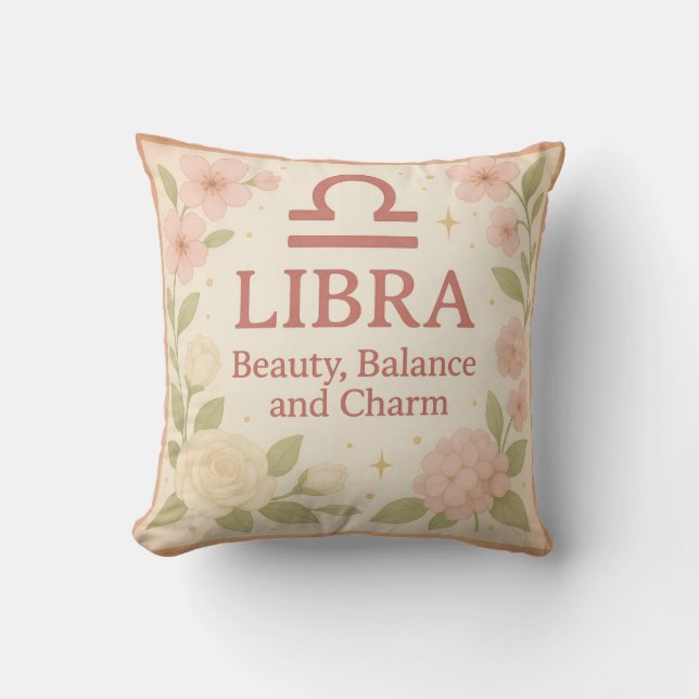 Libra Gift Pillow – Beauty, Balance & Charm Astrol Kissen (Vorderseite)