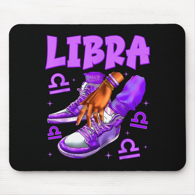 Libra Girl Birthday Black Woman Sneakers Zodiac Si Mousepad (Vorne)