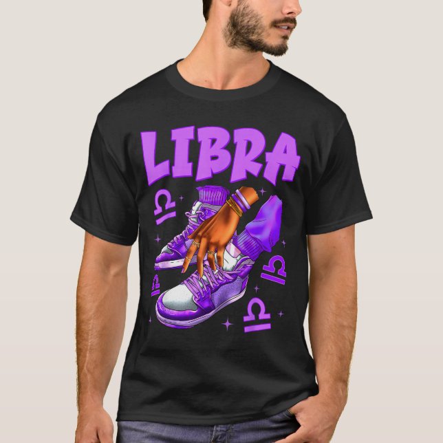Libra Girl Birthday Black Woman Sneakers Zodiac Si T-Shirt (Vorderseite)