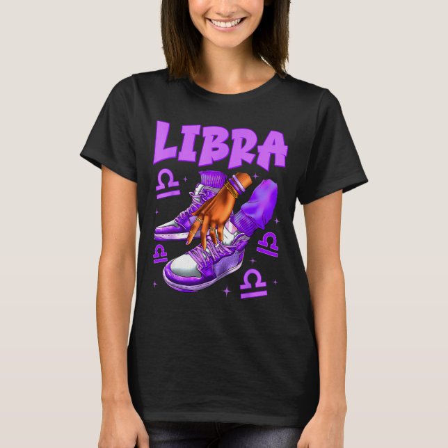 Libra Girl Birthday Black Woman Sneakers Zodiac Si T-Shirt (Vorderseite)