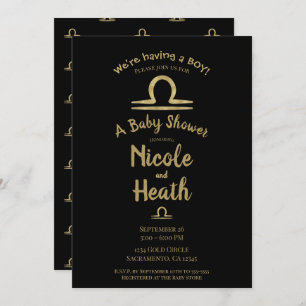 LIBRA Gold September Herbst Baby Dusche   Einladung