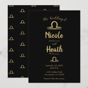 LIBRA Gold Zodiac Astrologie Sommer Herbst Hochzei Einladung