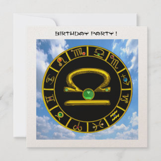 LIBRA GOLD ZODIAC BIRTHDAY JEWEL, Astrologie Chart Einladung