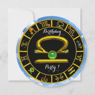 LIBRA GOLD ZODIAC BIRTHDAY JEWEL, Astrologie Chart Einladung
