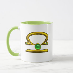 LIBRA GOLD ZODIAC BIRTHDAY JEWELS MIT EMERALD TASSE