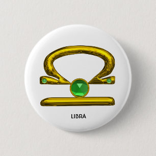 LIBRA Gold Zodiac Birthday Sign Button