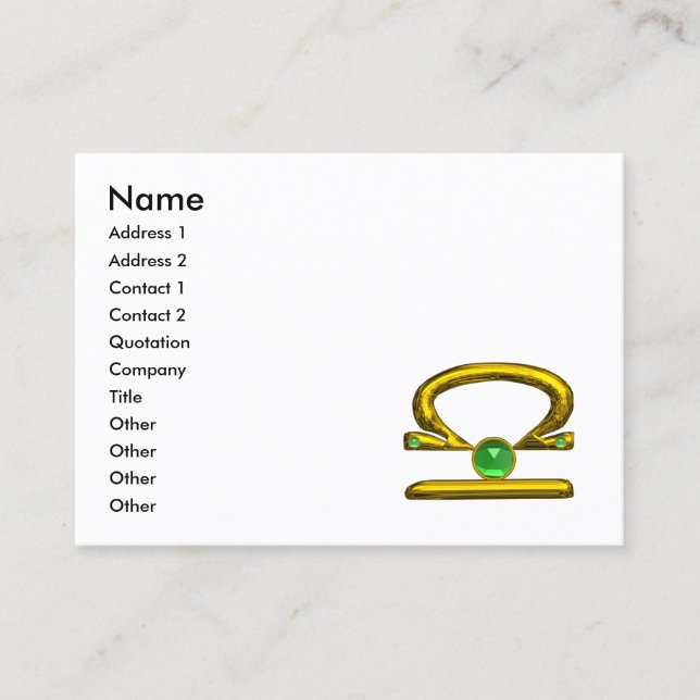 LIBRA GOLD ZODIAC JEWEL Green Emerald Visitenkarte (Vorderseite)