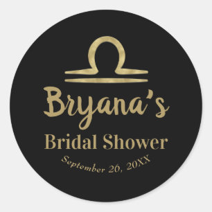 LIBRA Gold Zodiac September Oktober Brautparty Runder Aufkleber