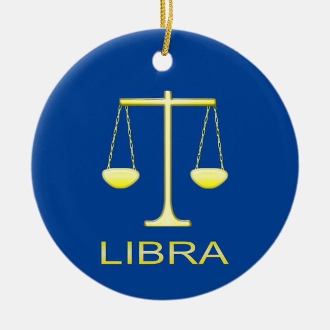 Libra Golden Scales Sign Individuelle Name Keramik Ornament (Vorne)