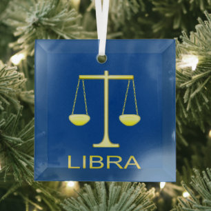 Libra Golden Scales Sign Ornament Aus Glas