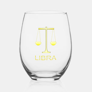 Libra Golden Scales Sign Weinglas Ohne Stiel