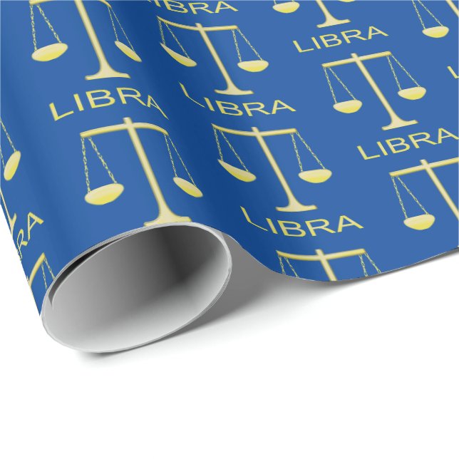 Libra Golden Scales Star Signa Gemustert Geschenkpapier (Rolleneckpunkt)
