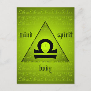 Libra Holistic Triangle Mind Body Spirit Green Postkarte