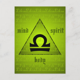 Libra Holistic Triangle Mind Body Spirit Green Postkarte