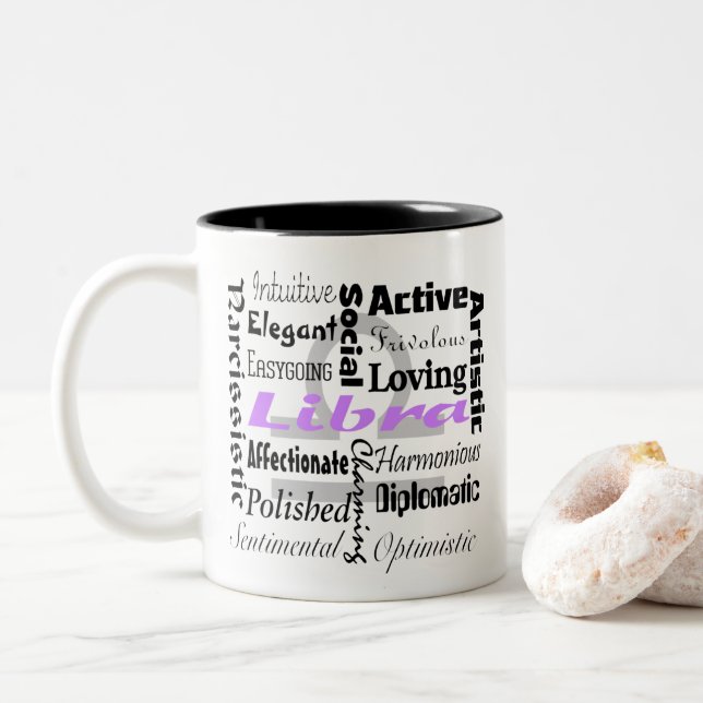 Libra-Horoskop-Astrologie Zweifarbige Tasse (Mit Donut)