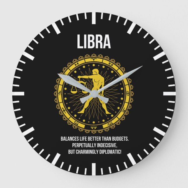 Libra - Horoskop, Funny Zodiac Sign Spaß Große Wanduhr (Vorderseite)