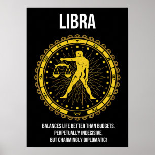 Libra - Horoskop, Funny Zodiac Sign Spaß Poster