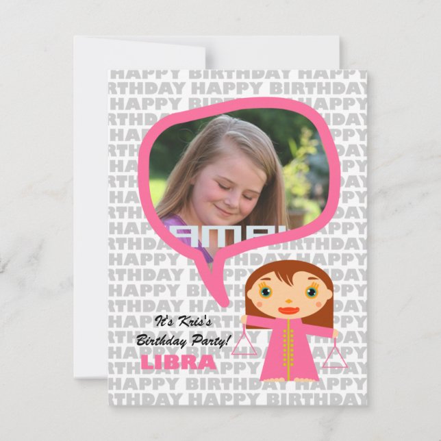 Libra Kinder Party Einladung mit Foto (Vorderseite)