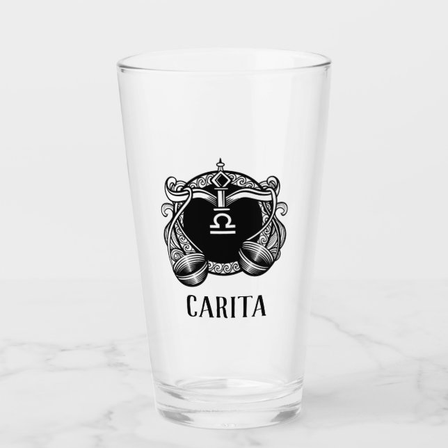 Libra Personalisiert Glass Cup Glas (Vorderseite)