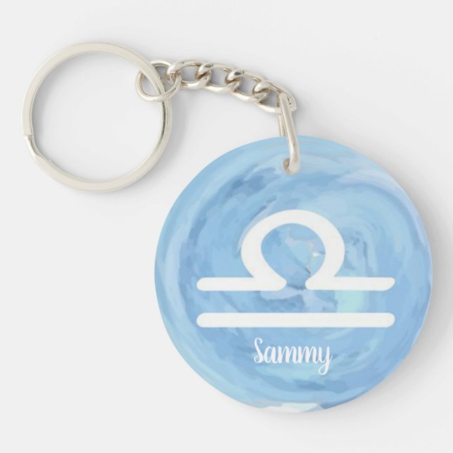 Libra Personalisiert Watercolor Zodiac-Zeichen Schlüsselanhänger (Vorderseite)