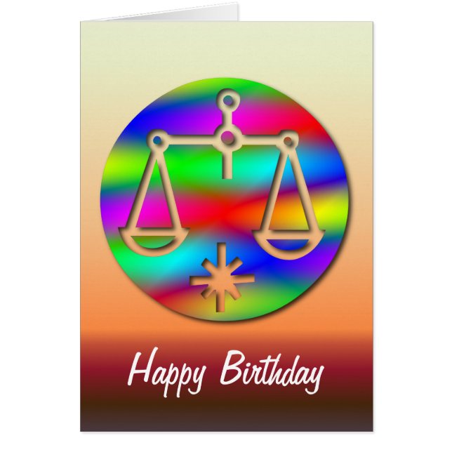 Libra Rainbow Scales Zodiac Star Sign Birthday (Vorne)