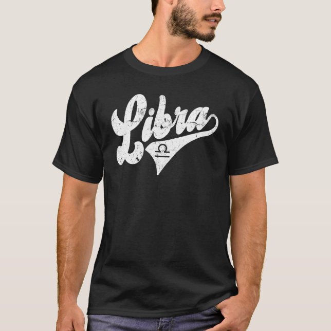 Libra Retro Zodiac Sign u2013 Astrology u2013 Horo T-Shirt (Vorderseite)