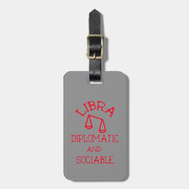 Libra (Roter Text) Gepäckanhänger (Vorderseite vertikal)