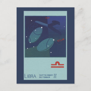 Libra Scale Constellation Vintag Zodiac Astrologie Postkarte