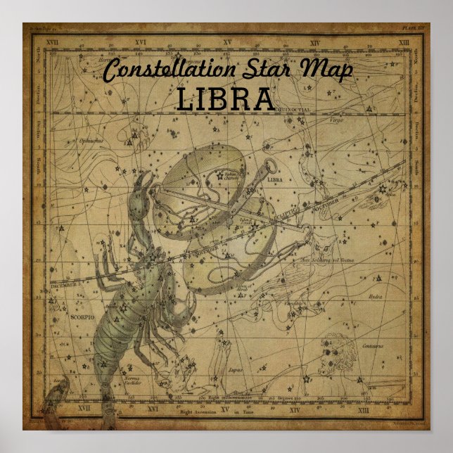 Libra Scales Constellation Star Map Scorpio Nov Poster (Vorne)