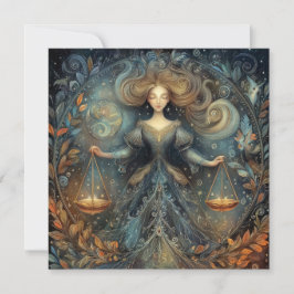 Libra Scales Zodiac Astrology Mystical Birthday Karte
