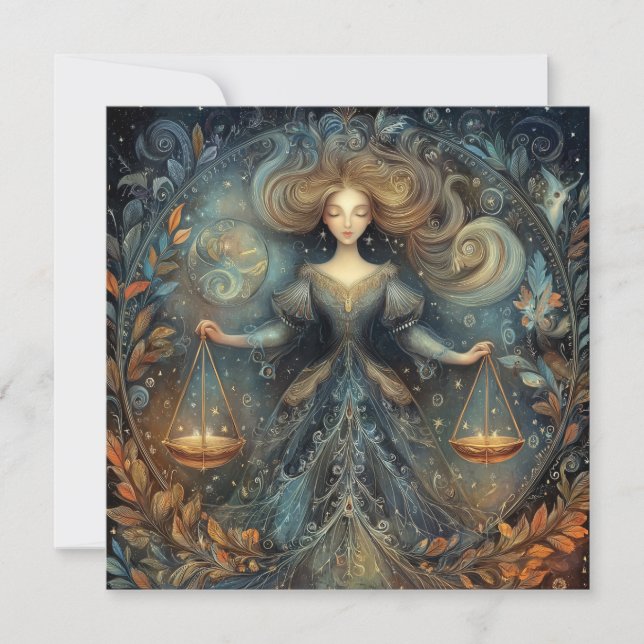 Libra Scales Zodiac Astrology Mystical Birthday Karte (Vorderseite)