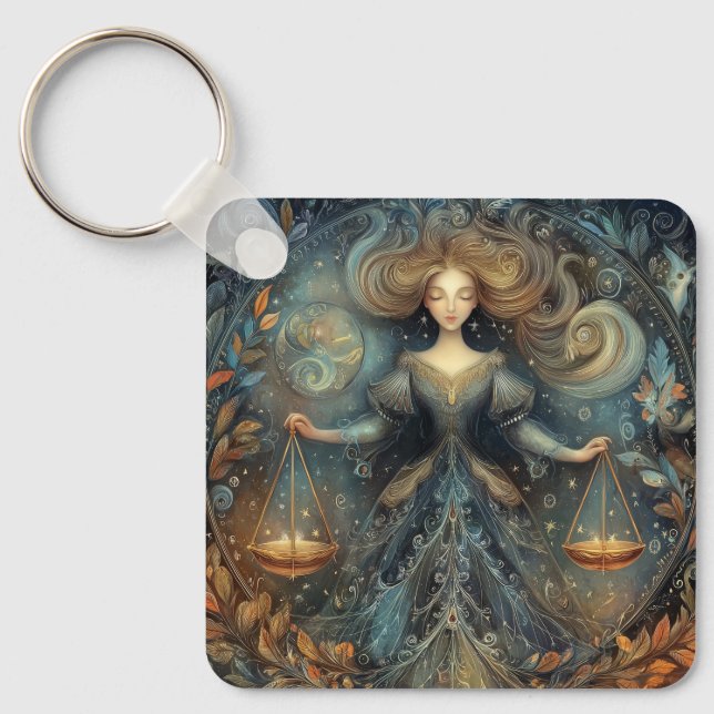 Libra Scales Zodiac Astrology Mystical Birthday Schlüsselanhänger (Vorderseite)