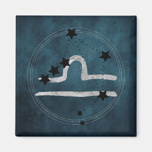 Libra schwarz & Silver zodiac Teal Magnet