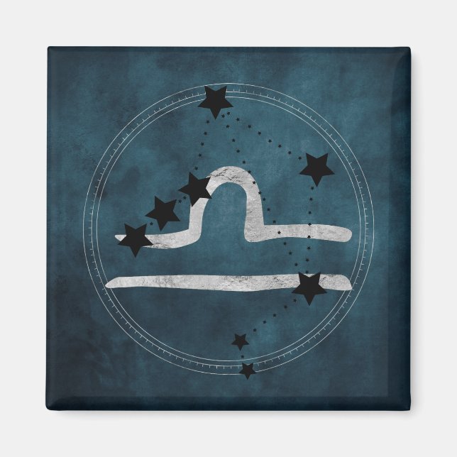 Libra schwarz & Silver zodiac Teal Magnet (Vorne)
