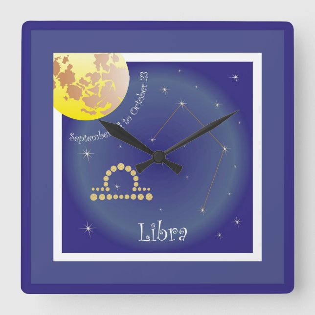 Libra September 24 to October 23 Quadratische Wanduhr (Vorderseite)