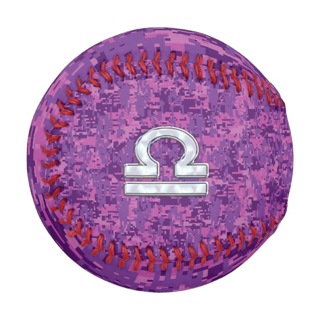 Libra Sign auf der digitalen Fuchsia-Camouflage Baseball (Vorderseite Links)