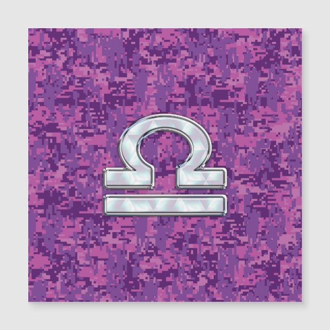 Libra Sign auf der digitalen Fuchsia-Camouflage Magnetkarte (Vorderseite)