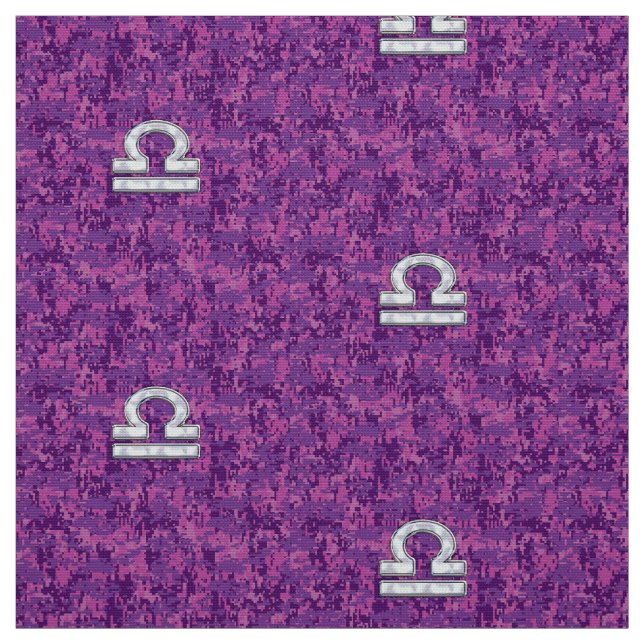 Libra Sign auf der digitalen Fuchsia-Camouflage Stoff (Muster)