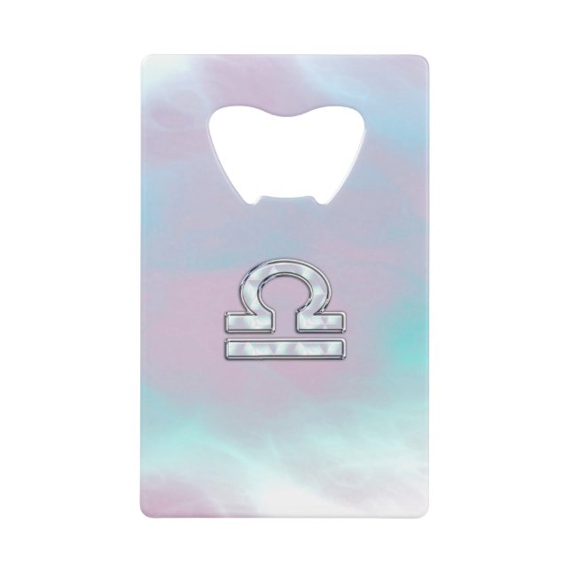 Libra Sign Mother of Pearl Style Kreditkartenflaschenöffner (Vorderseite)