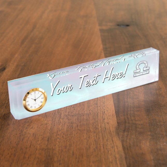 Libra Sign Mother of Pearl Style Namensplakette (Seite)