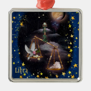 Libra Silbernes Ornament